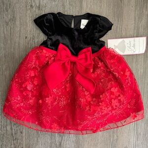 Rare Editions Black and Red Floral Kids Dress